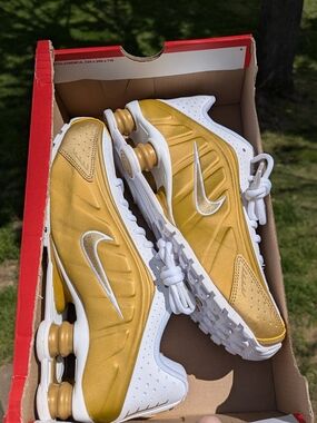 Nike Gold and White Shox Sneakers FLAWLESS